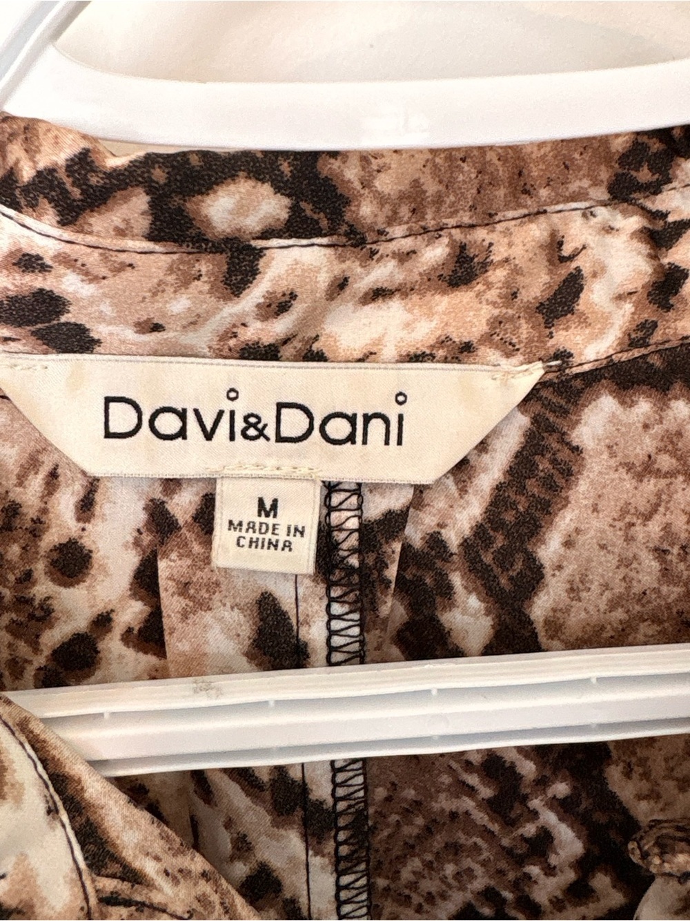 Davi & Dani Brown, Cream and Black Snake-Print Midi Dress - Picture 5 of 6